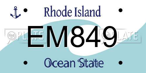 EM849 Rhode Island License Plate