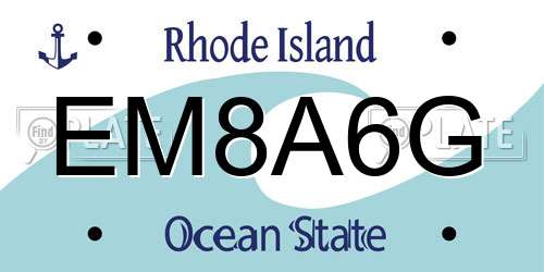 EM8A6G Rhode Island License Plate