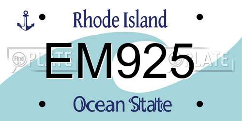 EM925 Rhode Island License Plate
