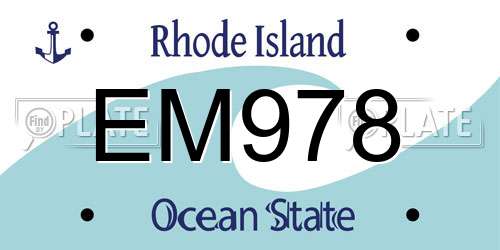 EM978 Rhode Island License Plate
