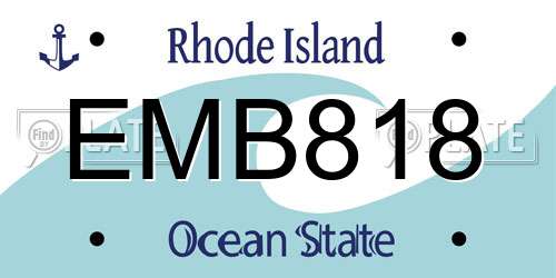 EMB818 Rhode Island License Plate