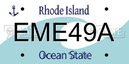 EME49A Rhode Island License Plate