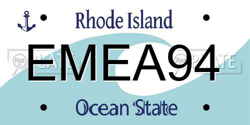 EMEA94 Rhode Island License Plate