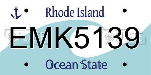 EMK5139 Rhode Island License Plate