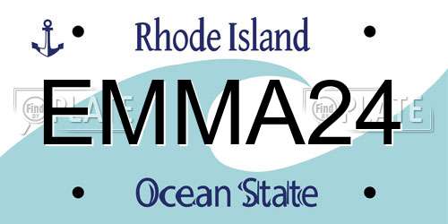 EMMA24 Rhode Island License Plate
