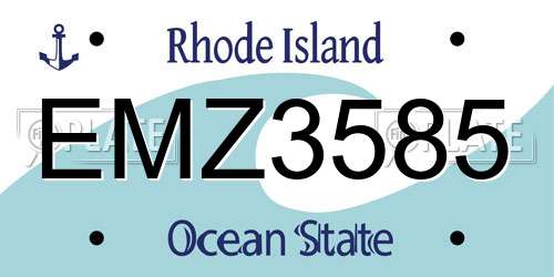 EMZ3585 Rhode Island License Plate
