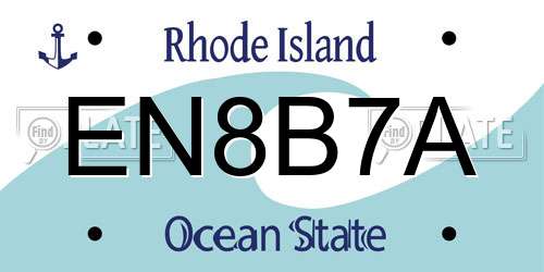 EN8B7A Rhode Island License Plate