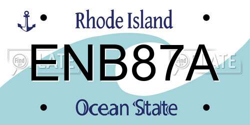 ENB87A Rhode Island License Plate