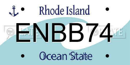 ENBB74 Rhode Island License Plate