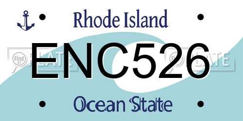 ENC526 Rhode Island License Plate