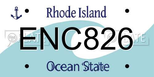 ENC826 Rhode Island License Plate