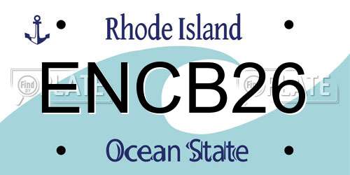 ENCB26 Rhode Island License Plate