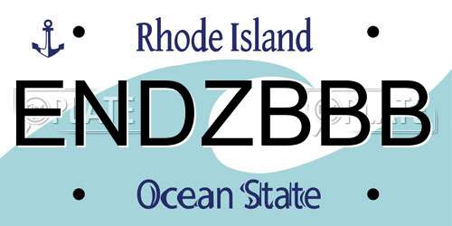 ENDZBBB Rhode Island License Plate