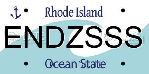ENDZSSS Rhode Island License Plate