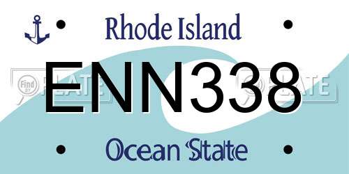 ENN338 Rhode Island License Plate