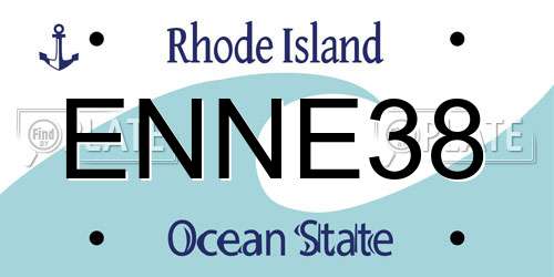 ENNE38 Rhode Island License Plate