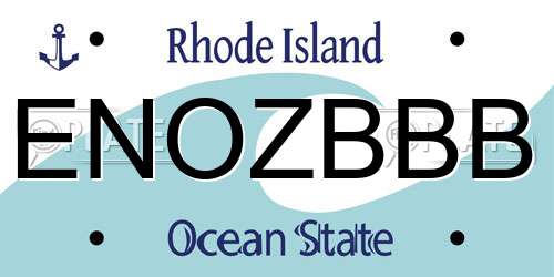 ENOZBBB Rhode Island License Plate