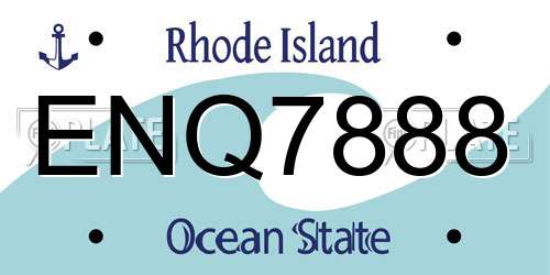 ENQ7888 Rhode Island License Plate