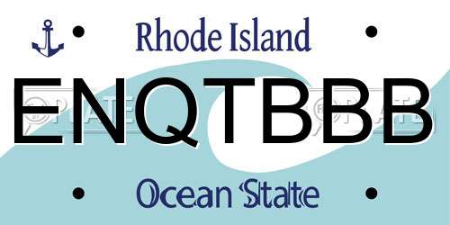 ENQTBBB Rhode Island License Plate
