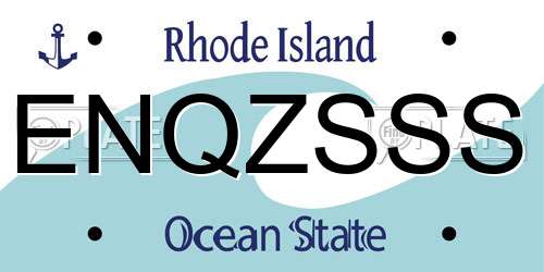ENQZSSS Rhode Island License Plate