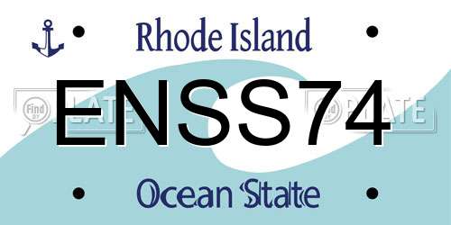 ENSS74 Rhode Island License Plate