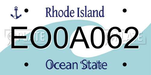 EO0A062 Rhode Island License Plate