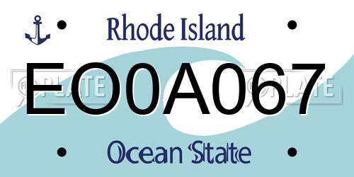 EO0A067 Rhode Island License Plate