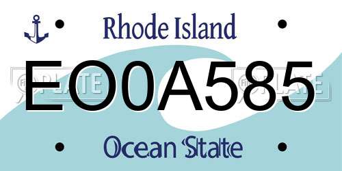 EO0A585 Rhode Island License Plate