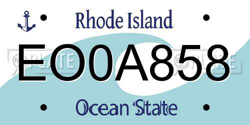 EO0A858 Rhode Island License Plate