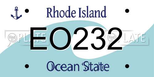 EO232 Rhode Island License Plate