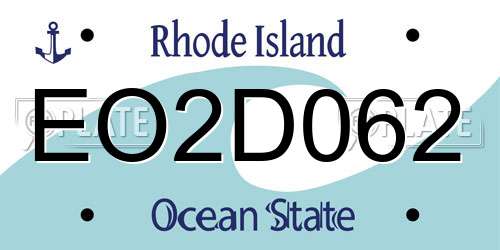 EO2D062 Rhode Island License Plate