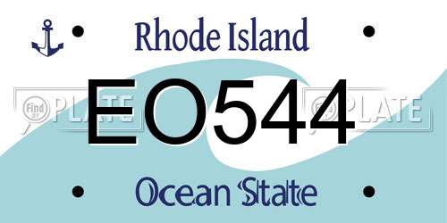 EO544 Rhode Island License Plate