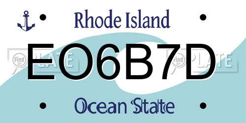 EO6B7D Rhode Island License Plate