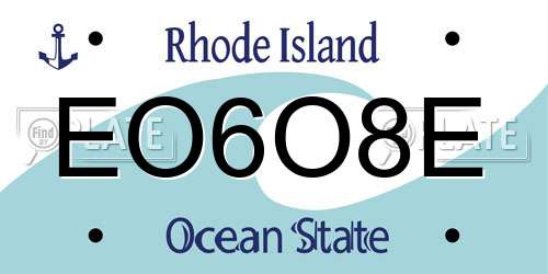EO6O8E Rhode Island License Plate