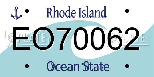 EO70062 Rhode Island License Plate