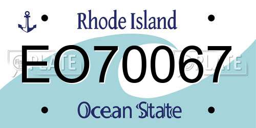 EO70067 Rhode Island License Plate