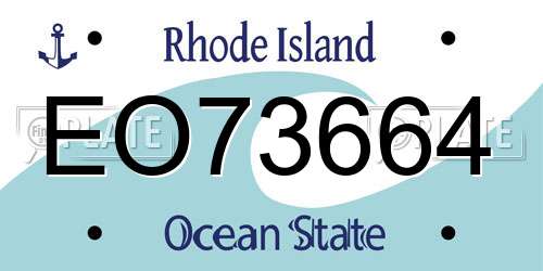 EO73664 Rhode Island License Plate