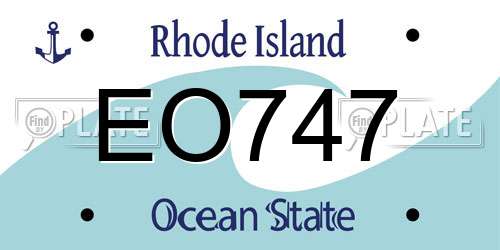 EO747 Rhode Island License Plate