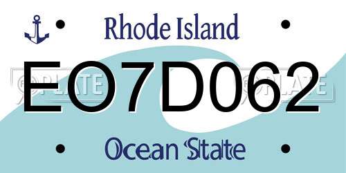 EO7D062 Rhode Island License Plate