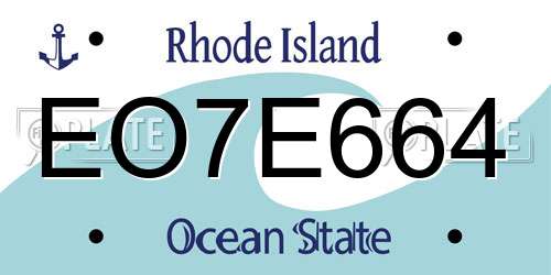 EO7E664 Rhode Island License Plate