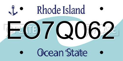 EO7Q062 Rhode Island License Plate