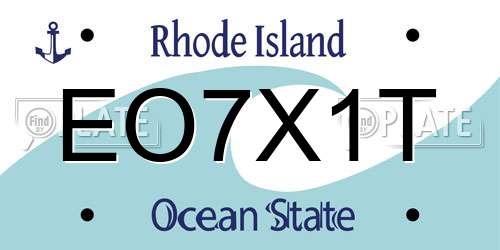EO7X1T Rhode Island License Plate