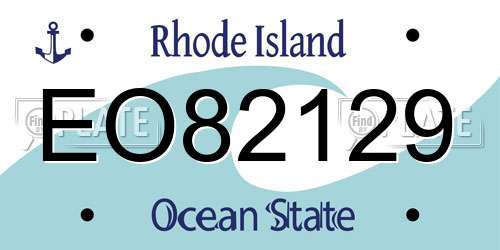 EO82129 Rhode Island License Plate