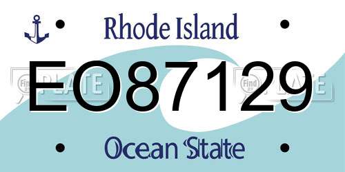 EO87129 Rhode Island License Plate