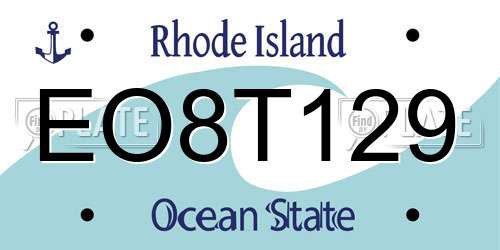 EO8T129 Rhode Island License Plate