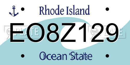 EO8Z129 Rhode Island License Plate