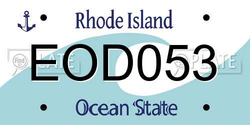 EOD053 Rhode Island License Plate