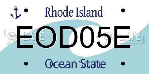 EOD05E Rhode Island License Plate