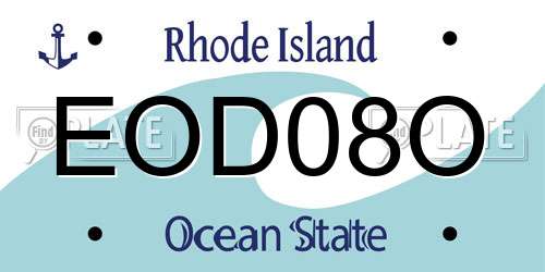 EOD08O Rhode Island License Plate