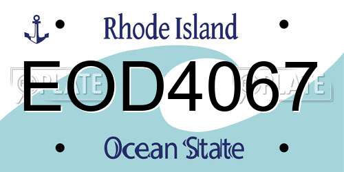 EOD4067 Rhode Island License Plate